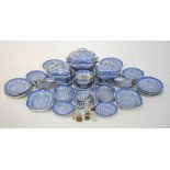 A doll's 19th century Staffordshire blue and white transfer printed dinner service,