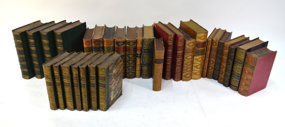 A selection of mostly 19th century gilt tooled leather-bound volumes - literature and poetry,