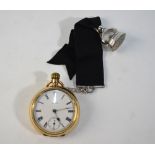 A gilt metal open-faced pocket watch with Swiss Labrador movement,