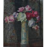 Herbert Davis Richter (1874-1955) - 'Summers Song', a still life study with roses in Oriental vase,