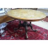 Victorian satinwood inlaid burr walnut breakfast table,