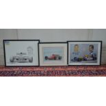 Three various framed signed (by the artists) limited edition prints of Formula 1 racing cars and