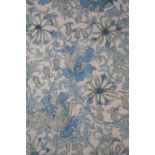 Two pairs of lined Liberty/William Morris style printed linen curtains with trailing floral and