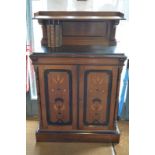 A Victorian Aesthetic period inlaid mahogany chiffonier having a later granite top over a plain