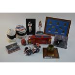 Various Formula 1 memorabilia including two limited edition figures of Jenson Button and Lewis