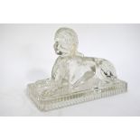 A Victorian Molineaux Webb clear pressed glass model of Sphinx,