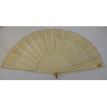 An interesting and scarce ivory fan with many ink signatures of artists, writers, politicians,