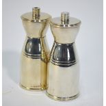 A pair of modern design silver baluster salt and pepper mills with Peugeot actions J. A.