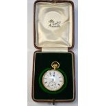 An Edwardian lady's 18ct fob watch with top-wind movement no 38046 (unnamed),