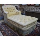 A late 19th/20th century button upholstered single chair back chaise longue,