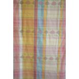 A pair of lined and inter-lined Ralph Lauren ikat/pastel checked curtains,