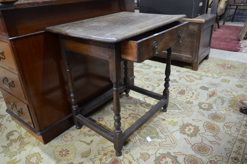 A 17th century oak side table with frieze drawer, - Image 4 of 4