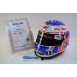 Note amended description - A Formula I replica motor racing crash helmet signed by Jenson Button