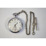 Railway interest - a stainless steel pocket watch by Montine of Switzerland,