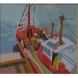 Fouart? - Boat interior, gouache, signed upper right,