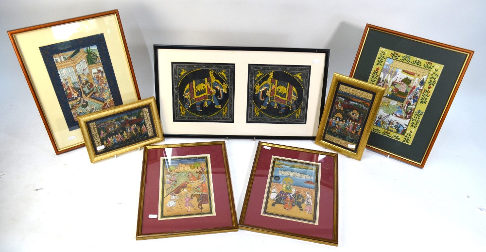 Eight Indian, Persian or other pictures, all framed and glazed,