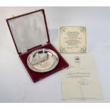 A cased silver commemorative British Empire plate, no. 850/1700, Roberts & Dore Ltd.