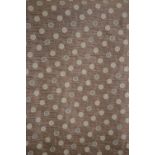 A pair of lined and inter-lined bronzed silk effect curtains with paler textured dot design,