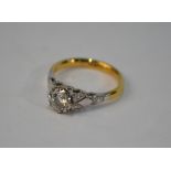 A single stone illusion set diamond ring set 18ct and plat, size K, approx 3 g all in,