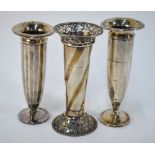 A late Victorian silver flute vase with pierced rim and domed foot, Sheffield 1898,