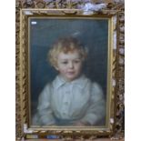 English school - Portrait study of a young child in a white shirt, pastel,