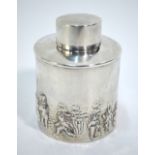 An Edwardian cylindrical silver tea canister and cover,