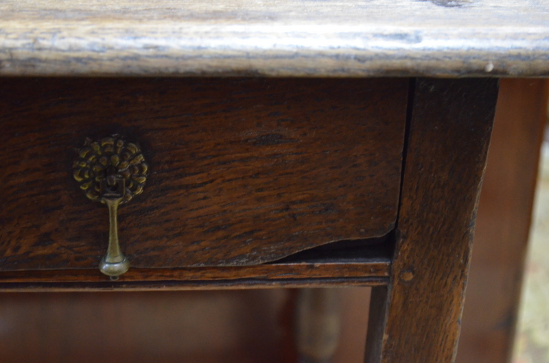 A 17th century oak side table with frieze drawer, - Image 2 of 4