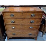 A 19th century mahogany chest of four long graduated drawers,