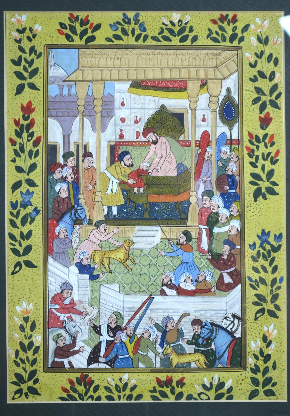 Eight Indian, Persian or other pictures, all framed and glazed, - Image 6 of 6