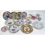 A collection of 19th century Imari and Chinoiserie decorated plates and soup plates including