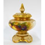 Royal Worcester pot pourri vase with pierced and gilded cover,