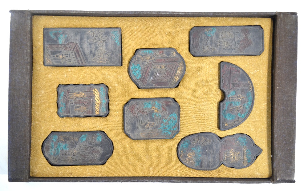 A cased set of Chinese ink stones; - Image 5 of 9