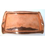 Keswick School of Industrial Art, a 19th century copper tray of rectangular form stamped 'KSIA',