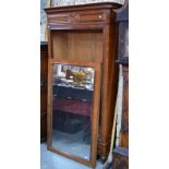 An antique North Italian cherrywood mirror-doored armoire, drawer to base,