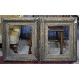 Pair of rectangular giltwood frames with stylised leaf decoration, aperture 41 x 30 cm,