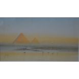 Jacope - Nile view with pyramids in distance, watercolour, signed lower left,