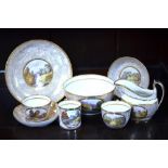 An English part-service, comprising: 6 saucers, 13.5cm diameter/one bowl, 15.