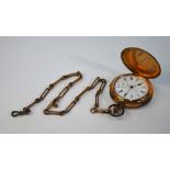 A Continental gilt metal hunter pocket watch, repeat striking on two gongs,
