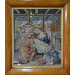 A 19th century petit point needlework picture, Nativity scene, 60 x 50 cm,