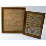 Two 19th century needlework samplers,