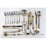A quantity of Georgian and later silver flatware, including teaspoons, Christening spoons and forks,