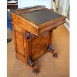 A Victorian burr walnut Davenport,