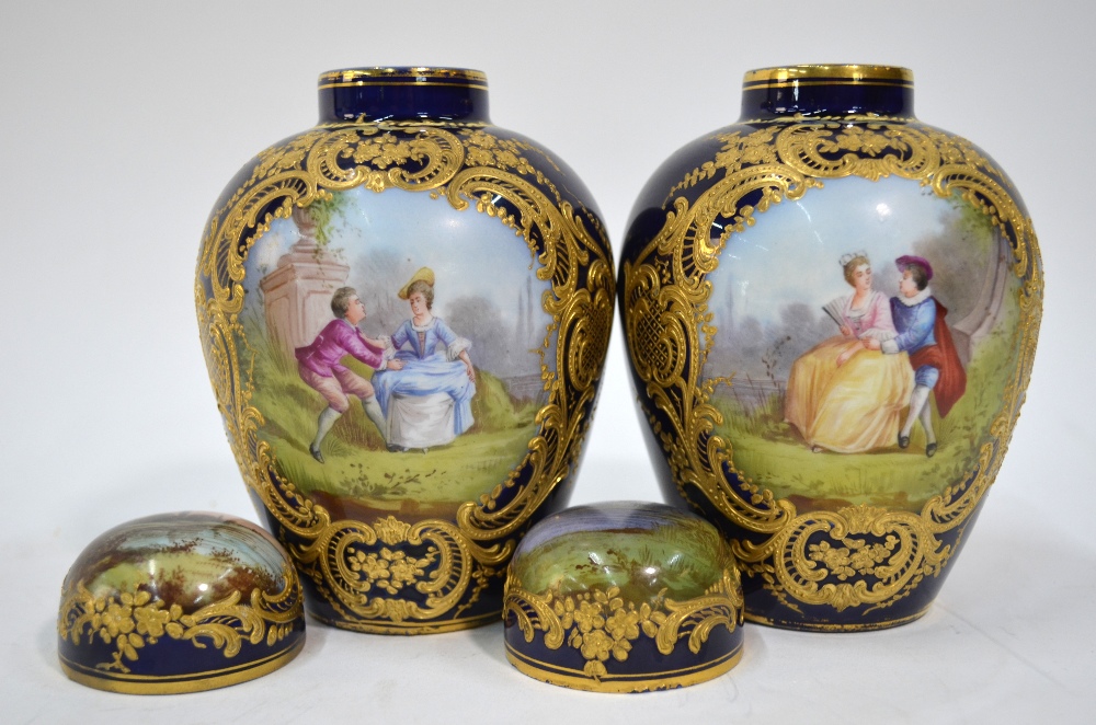 A pair of 19th century Sevres ovoid vase - Image 2 of 6