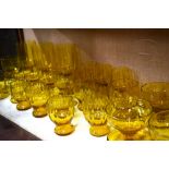 A collection of amber glass including te