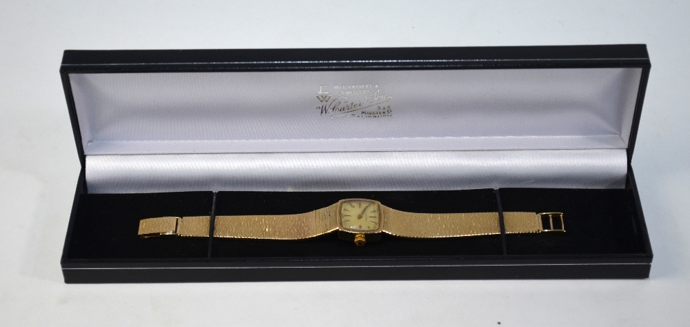 A lady's 9ct gold Longines wristwatch, t