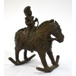 An Indian metal figure of a horseman, ho