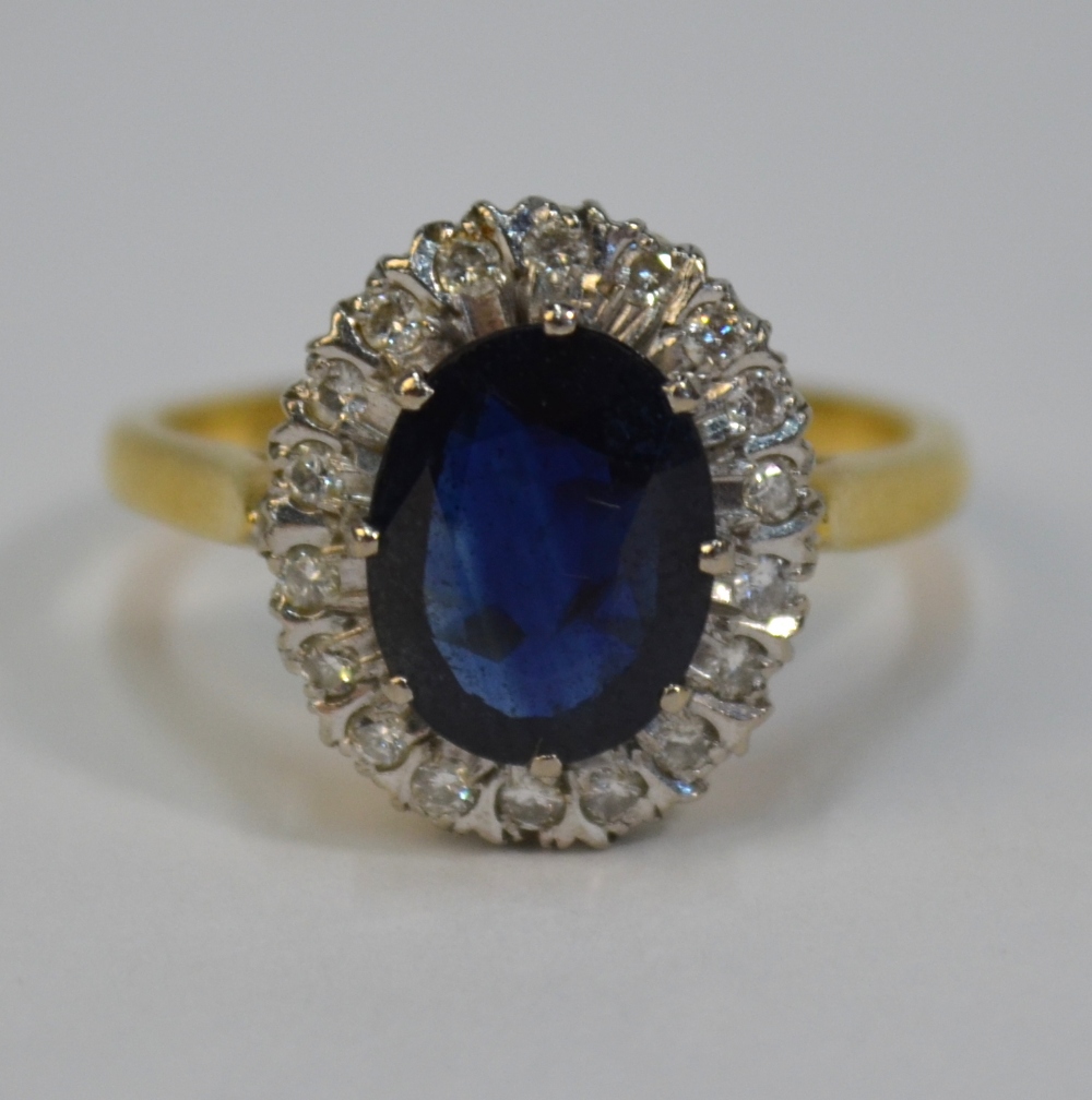 A sapphire and diamond cluster ring, the - Image 4 of 4