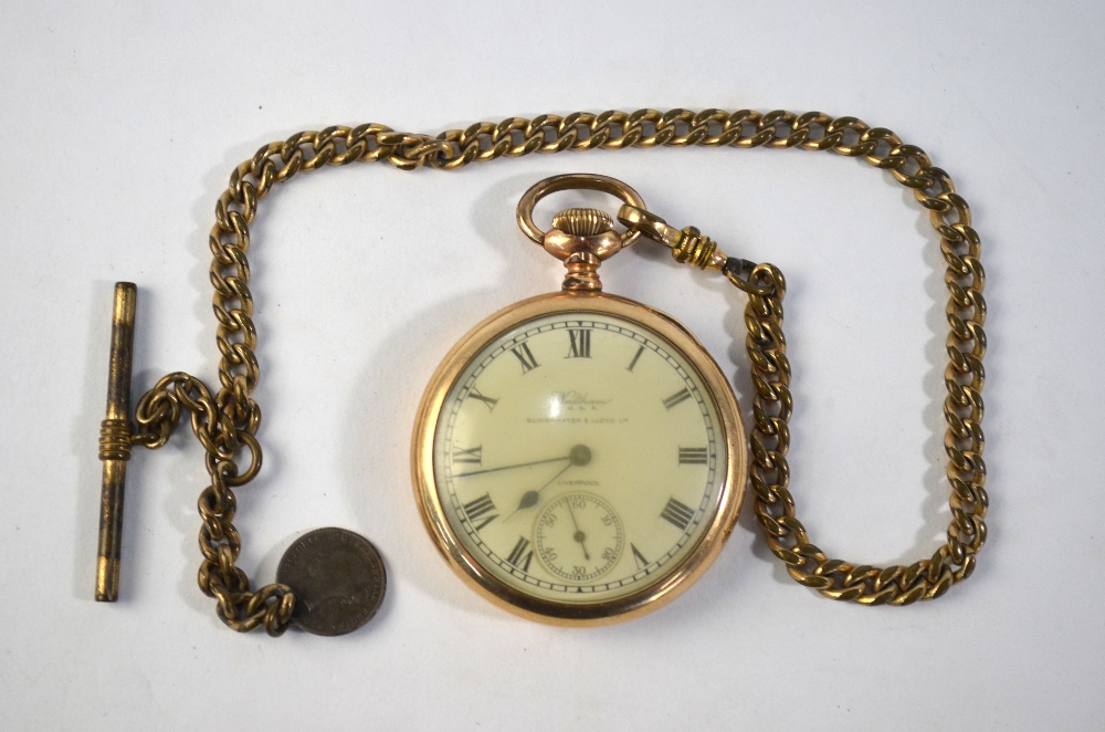 A US gilt metal open-faced pocket watch