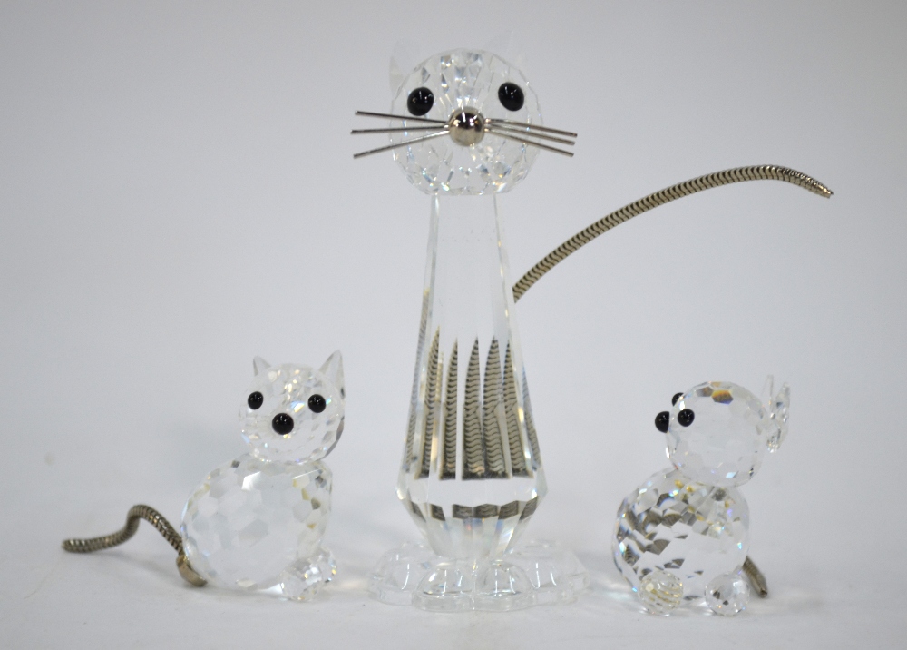 Three Swarovski Crystal cats with metal - Image 2 of 3