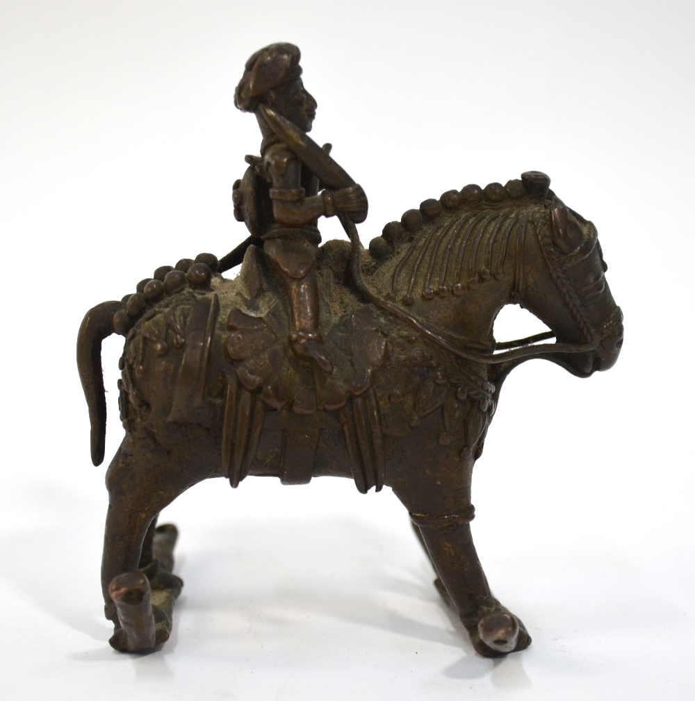 An Indian metal figure of a horseman, ho - Image 2 of 5